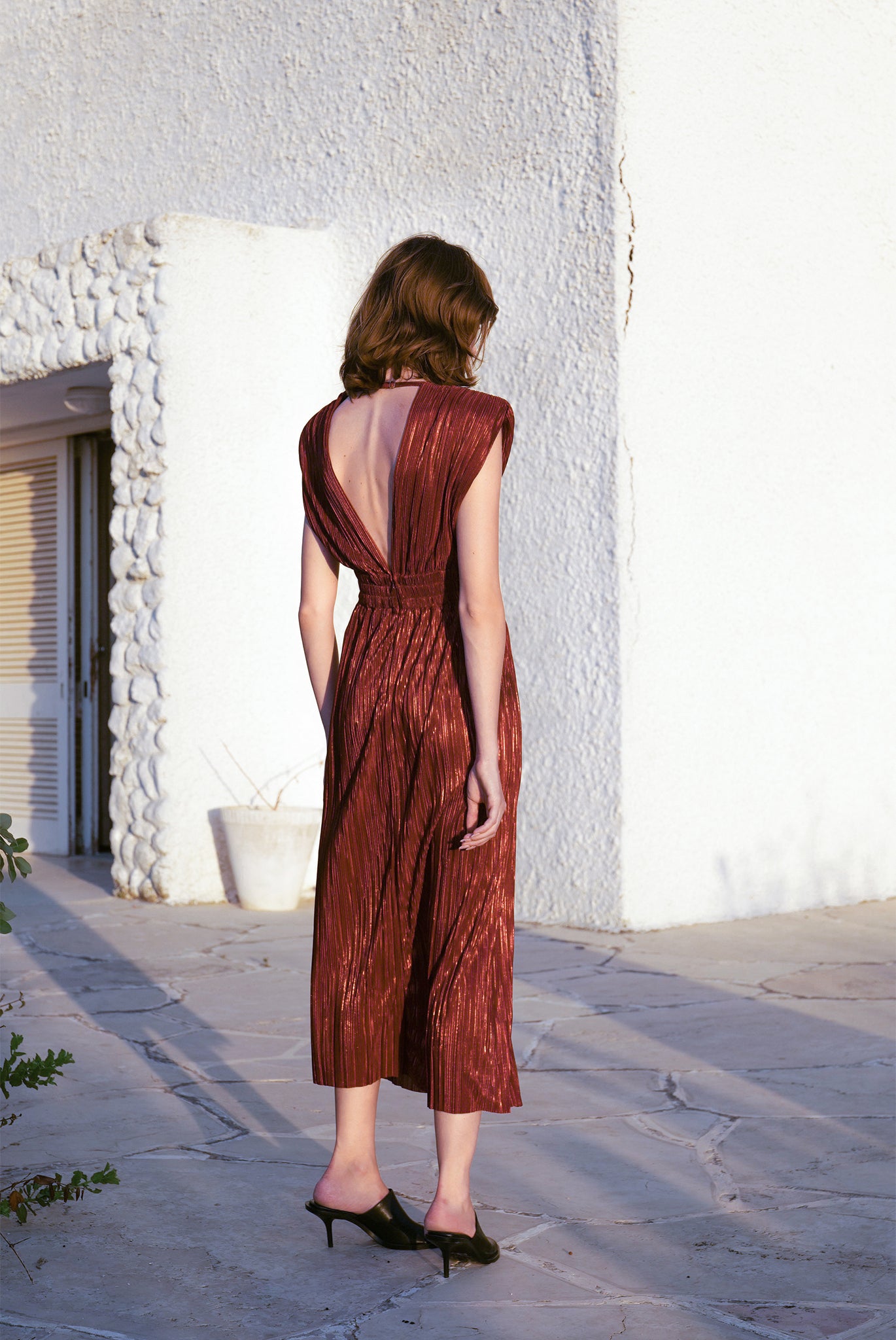 SABINA MUSAYEV - pleated_knit_w_foil_ruby_wine_fw_23_24