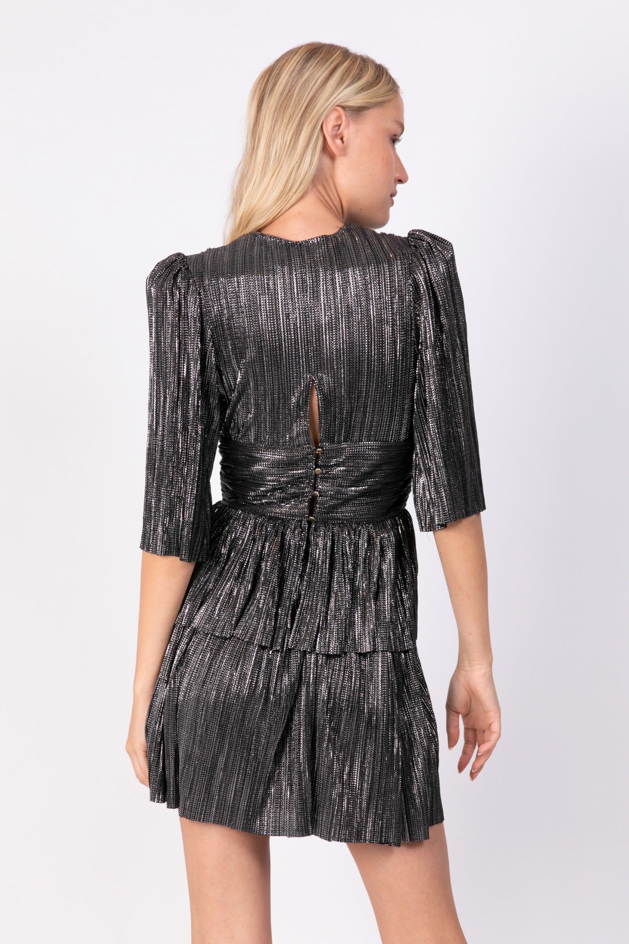 SABINA MUSAYEV - pleated_knit_w_foil_black_ss_22