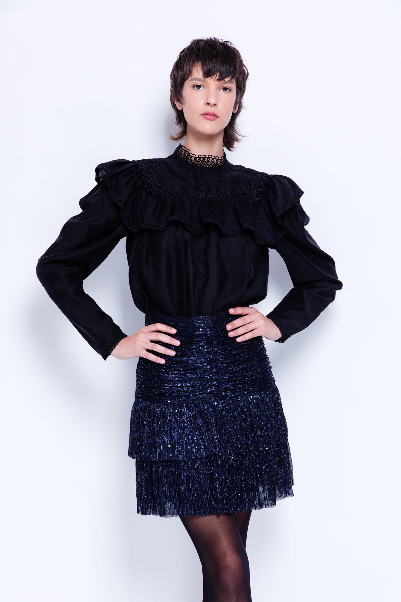 SABINA MUSAYEV - pleated_lurex_knit_with_sequins_navy