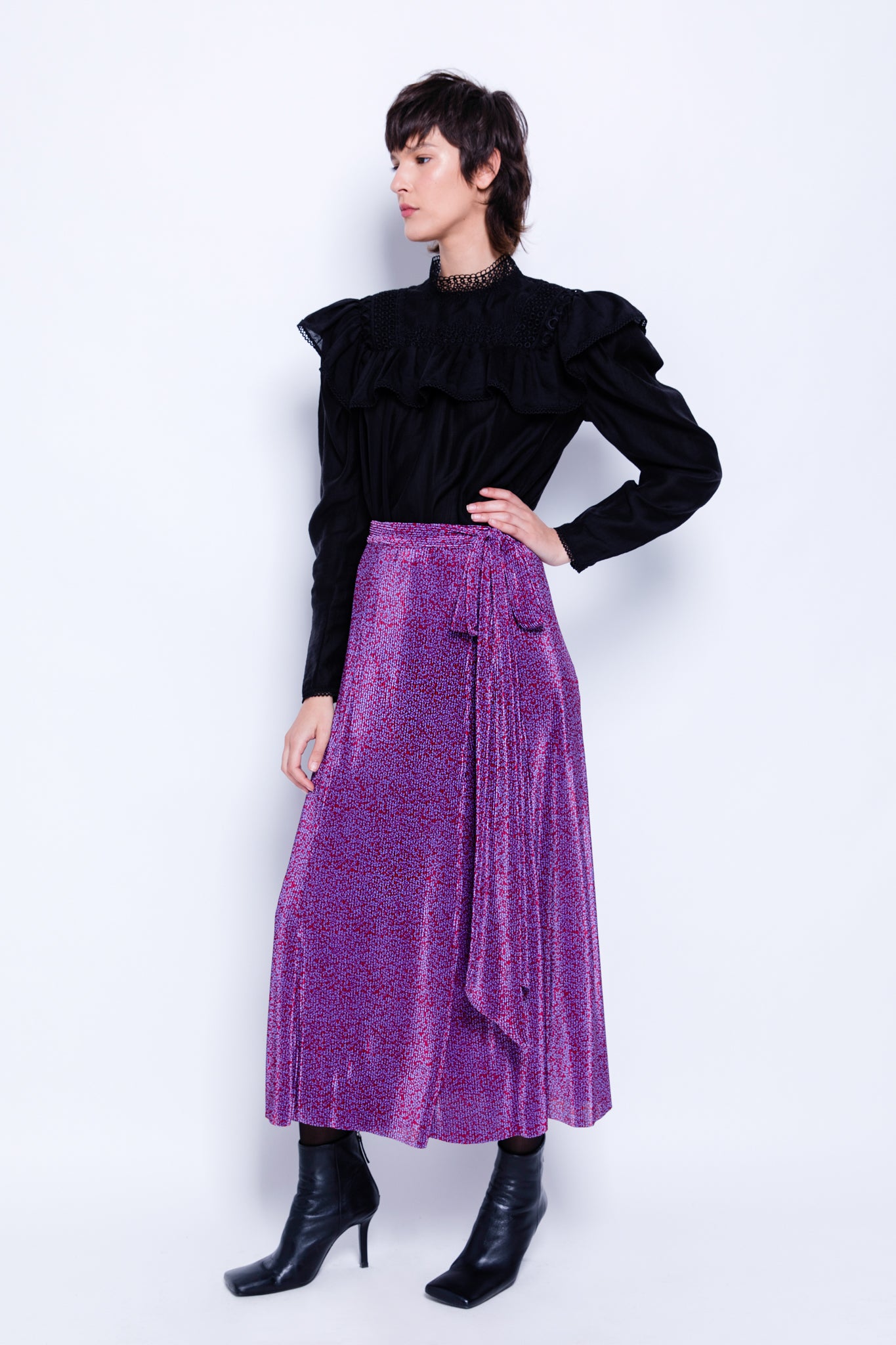 SABINA MUSAYEV - printed_pleated_knit_garnet_w_iris