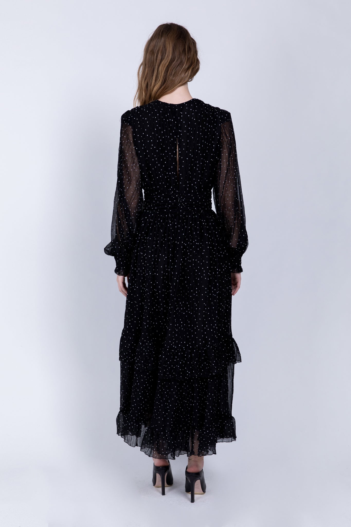 SABINA MUSAYEV- pleated_chiffon_w_dots_black