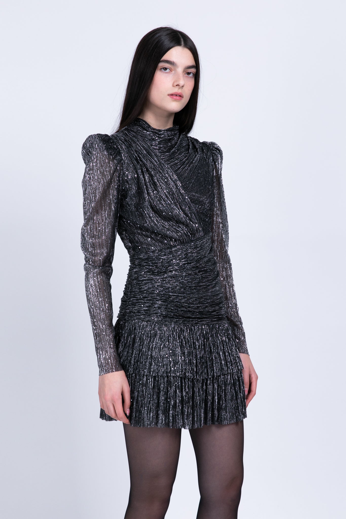 SABINA MUSAYEV - pleated_kint_w_sequins_black