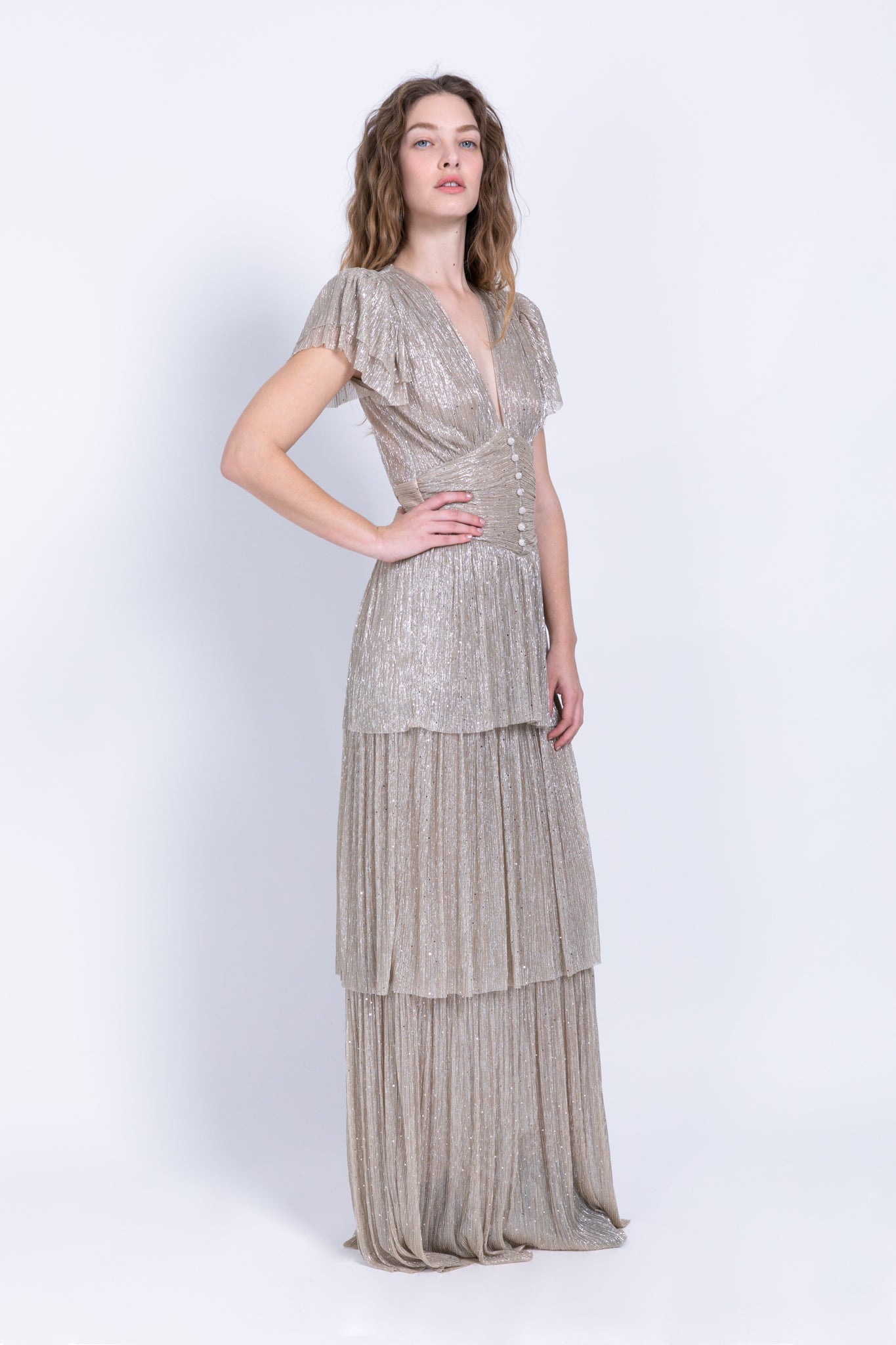 SABINA MUSAYEV - pleated_kint_w_sequins_gold