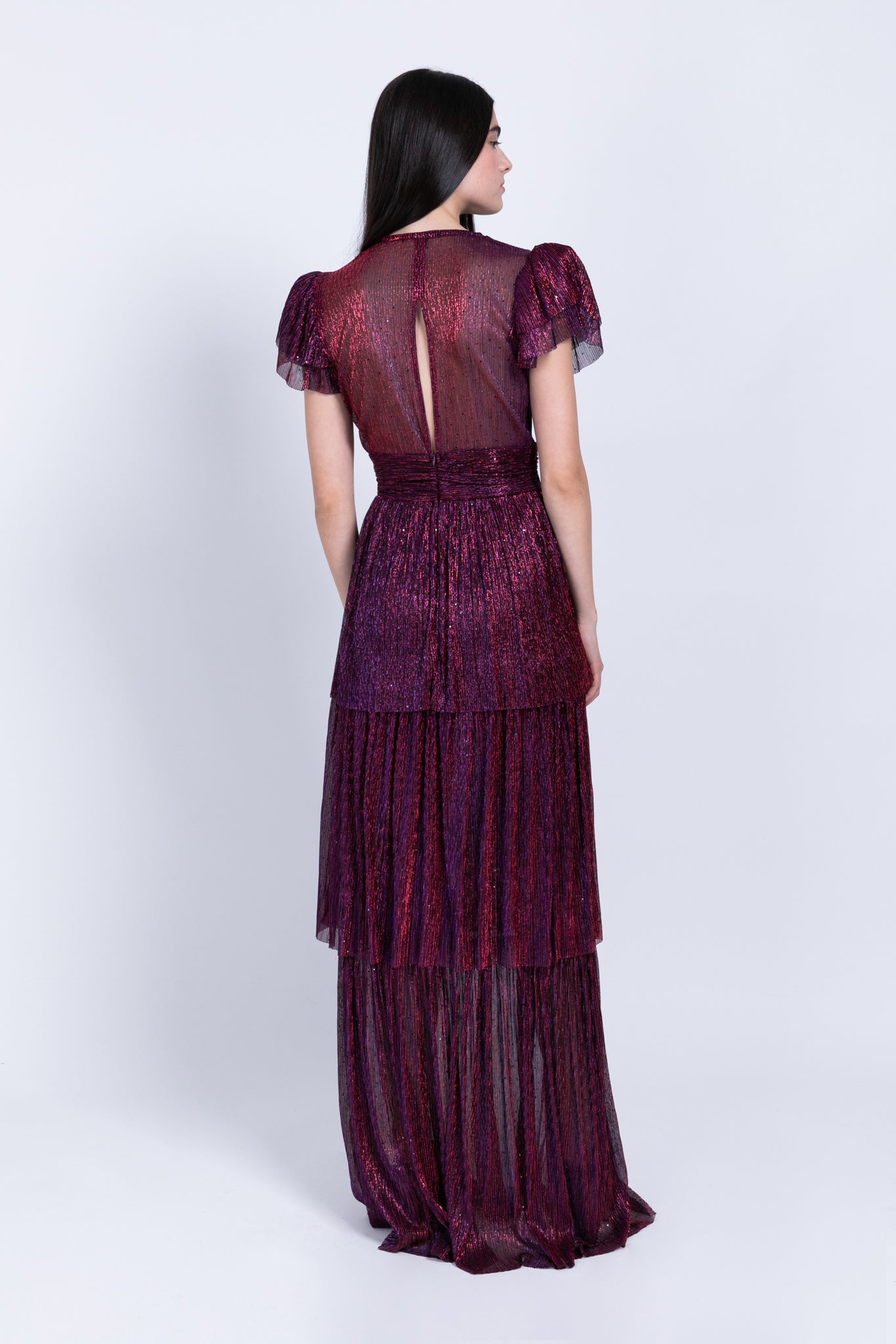 SABINA MUSAYEV - pleated_kint_w_sequins_multi_red