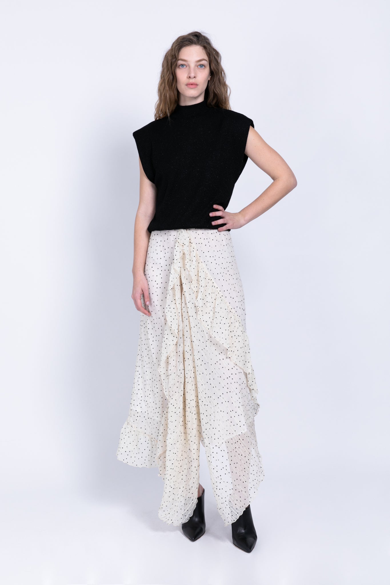 SABINA MUSAYEV- pleated_chiffon_w_dots_ivory