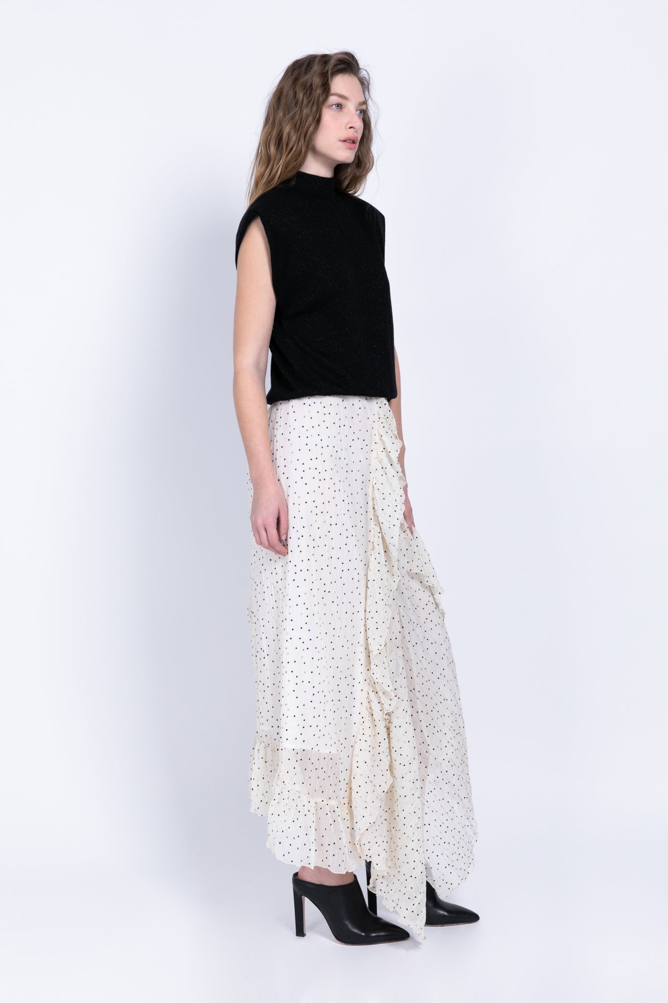 SABINA MUSAYEV- pleated_chiffon_w_dots_ivory