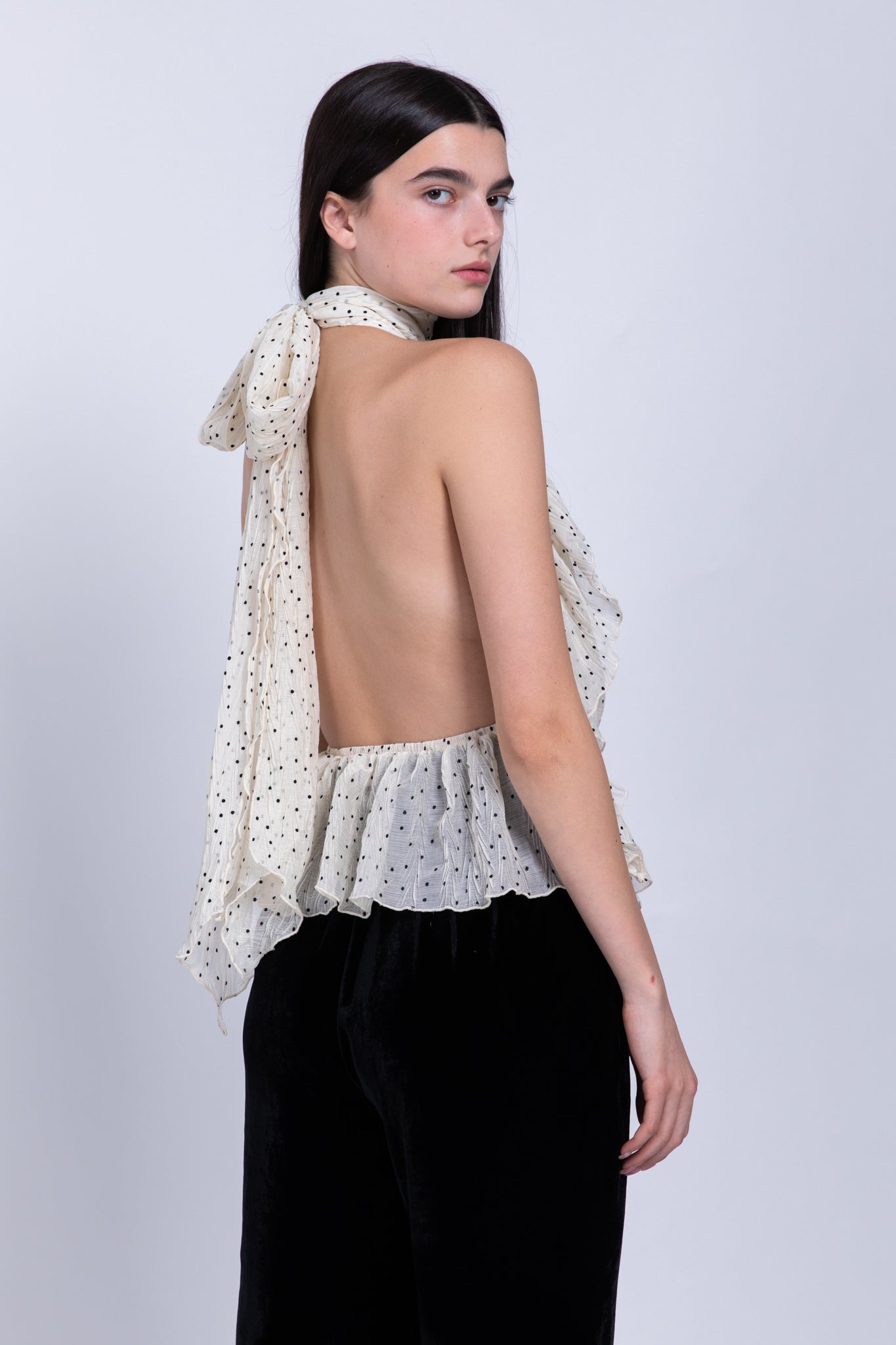 SABINA MUSAYEV- pleated_chiffon_w_dots_ivory