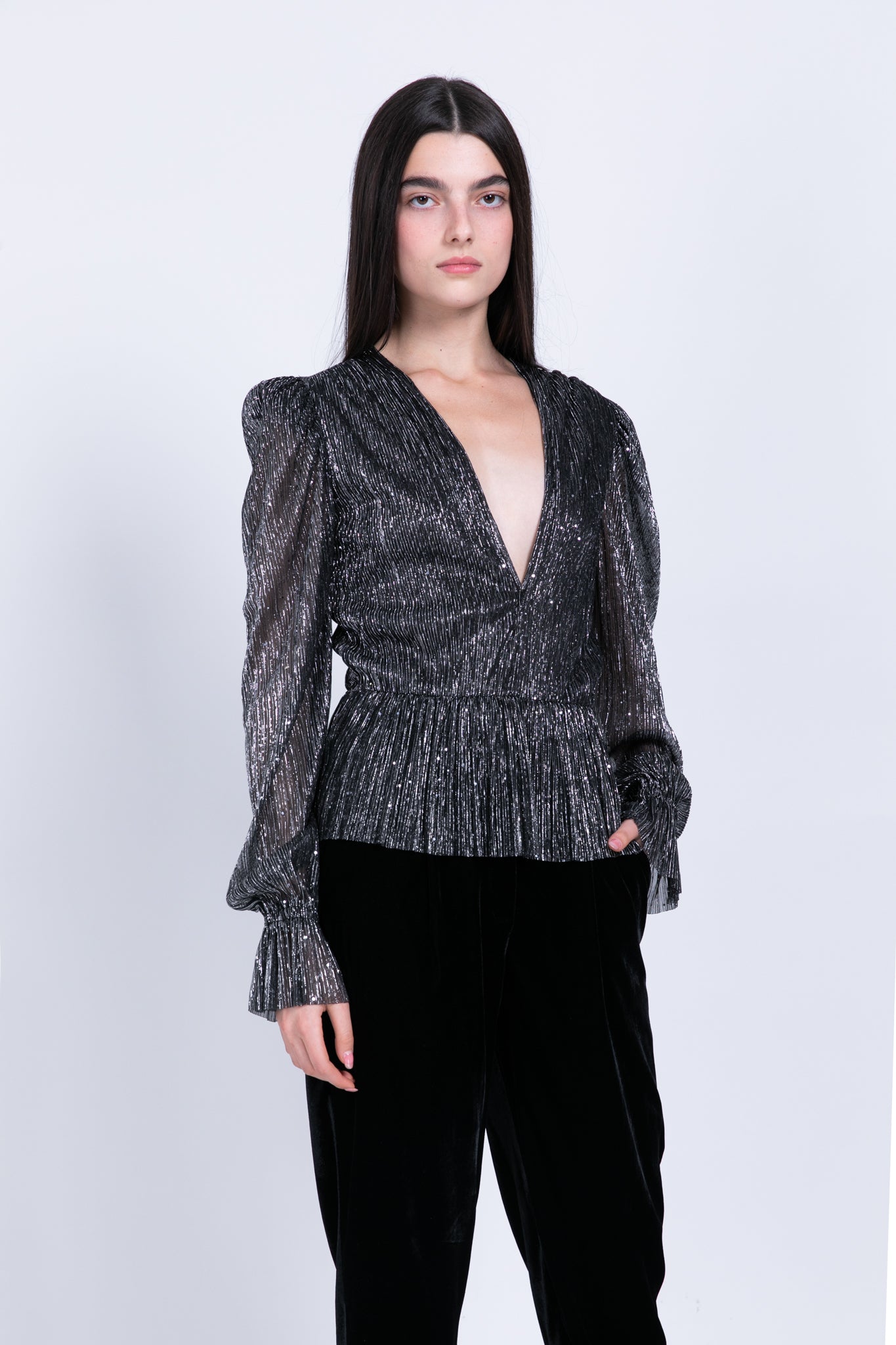 SABINA MUSAYEV - pleated_kint_w_sequins_black