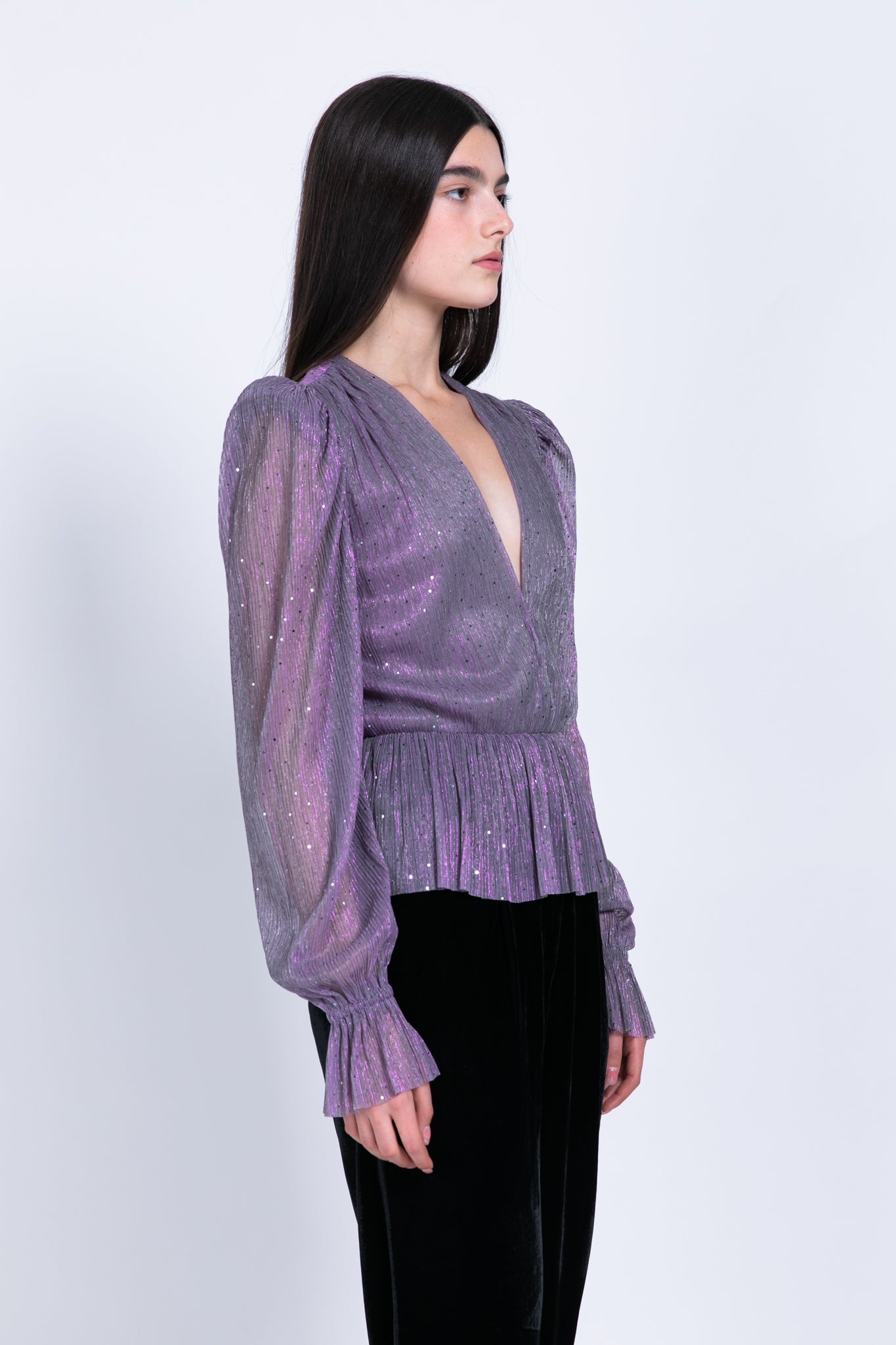 SABINA MUSAYEV - pleated_kint_w_sequins_multi_grey