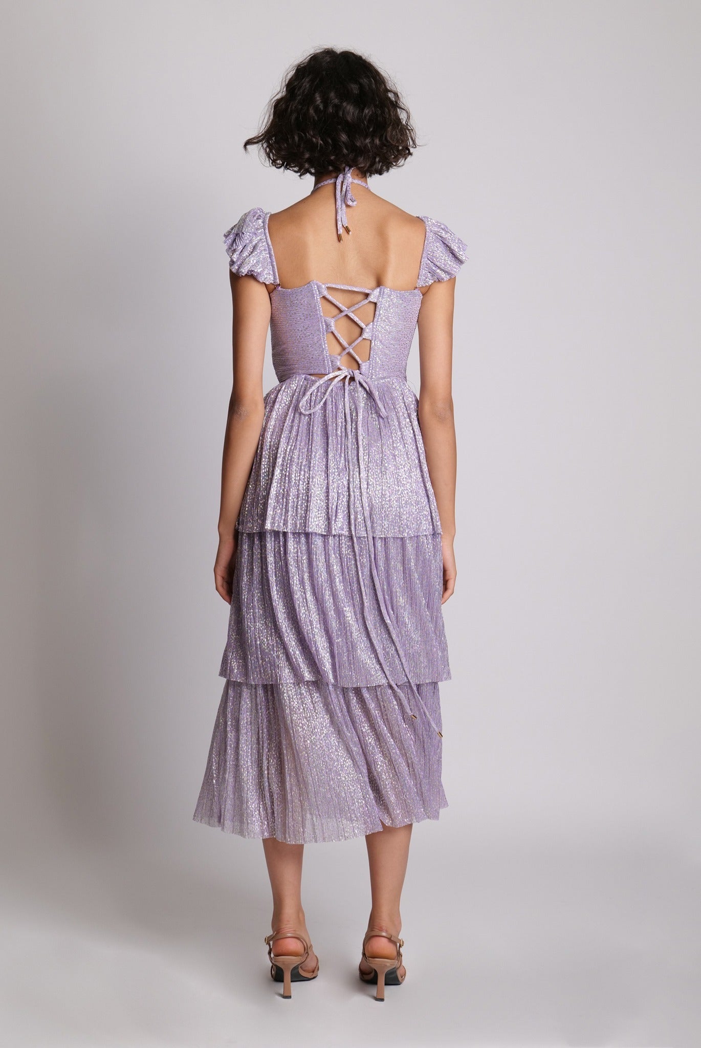 SABINA MUSAYEV - pleated_knit_w_speckled_foil_lilac