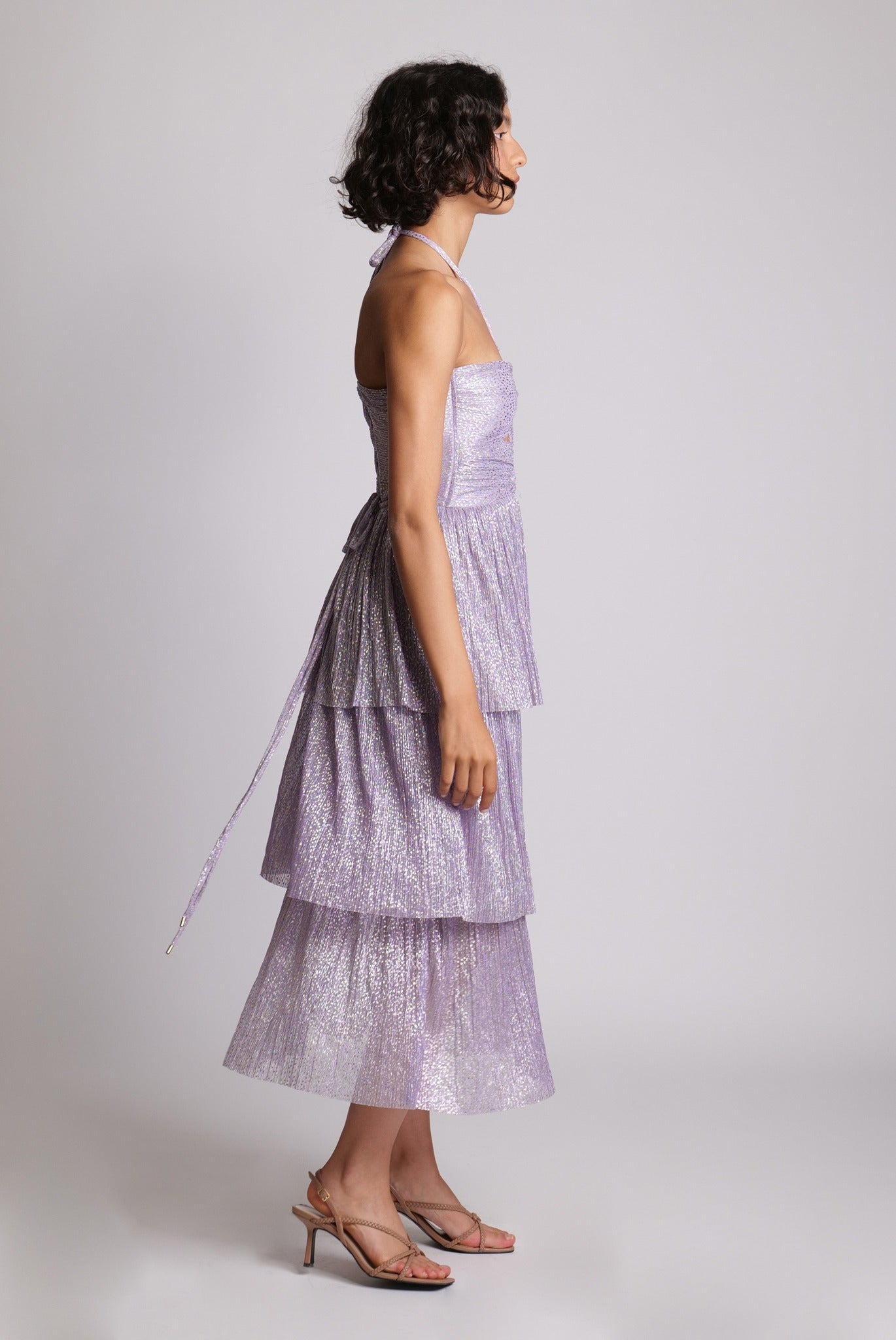 SABINA MUSAYEV - pleated_knit_w_speckled_foil_lilac