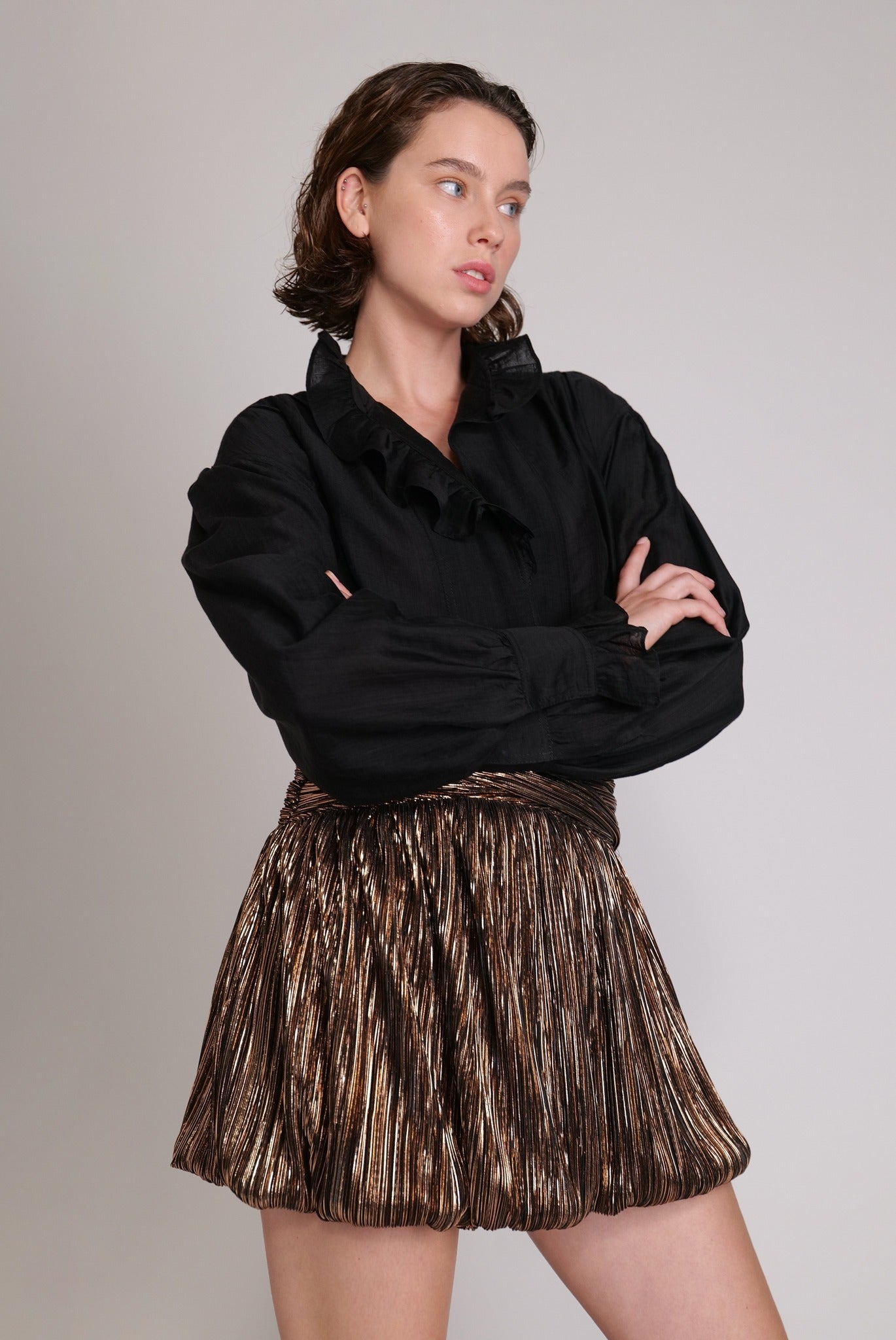 SABINA MUSAYEV - pleated_knit_w_foil_black_23