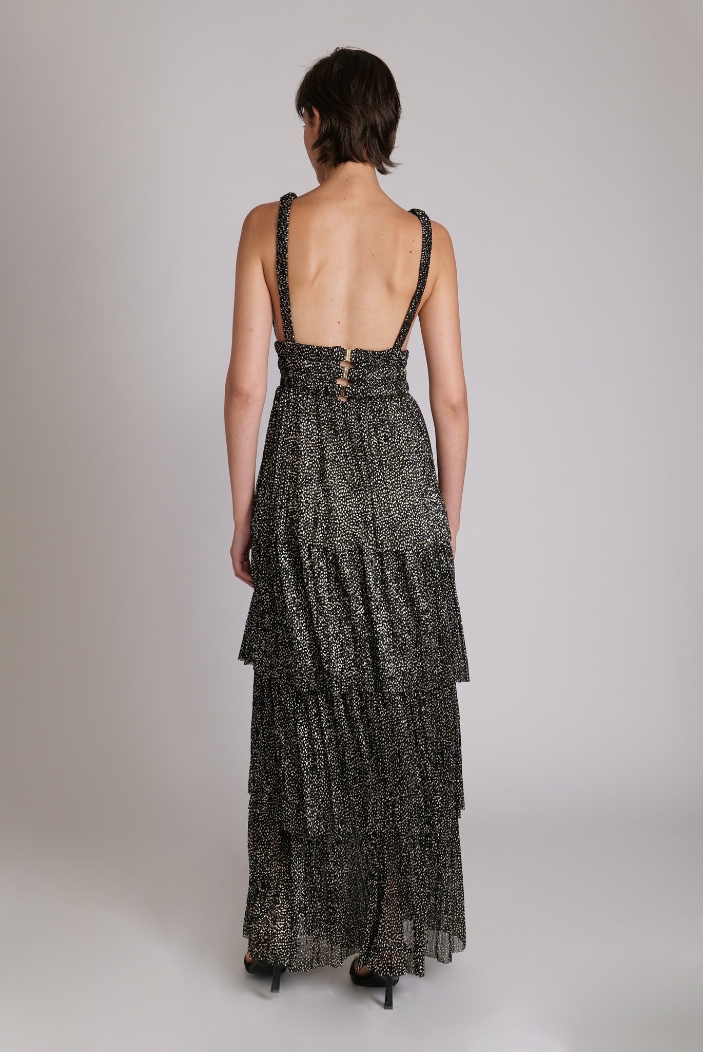 SABINA MUSAYEV - pleated_knit_w_speckled_foil_black