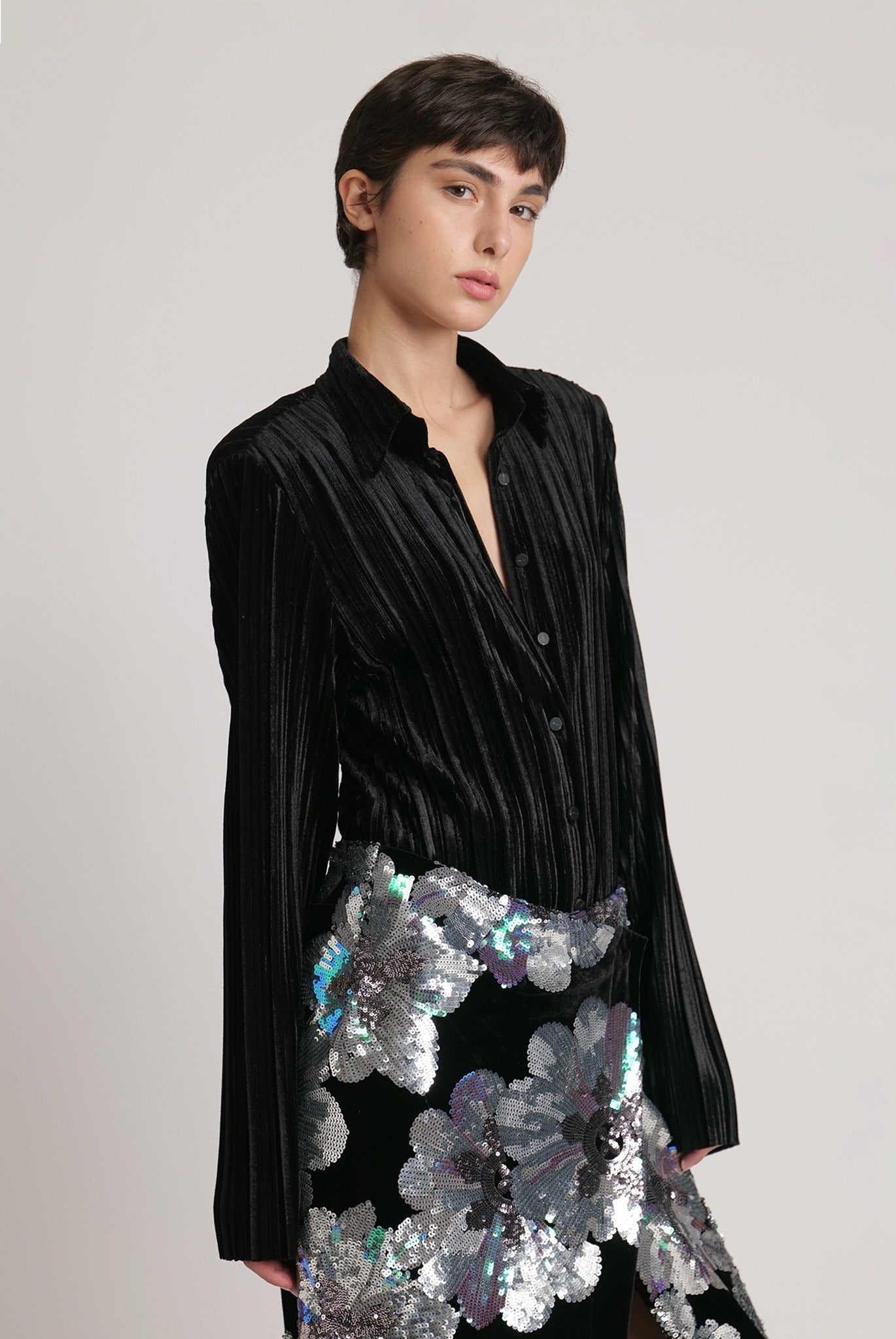 SABINA MUSAYEV - pleated_velvet_black_fw_23_24