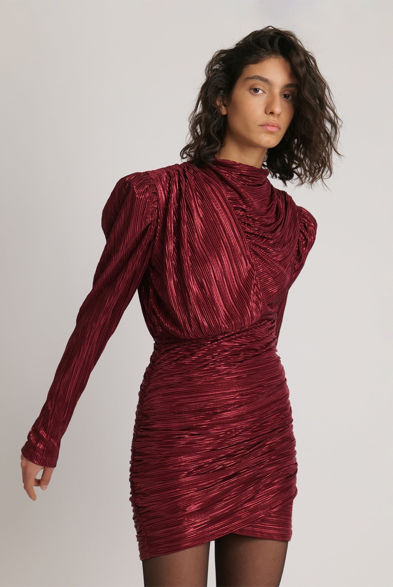 SABINA MUSAYEV - pleated_knit_w_foil_ruby_wine_fw_23_24