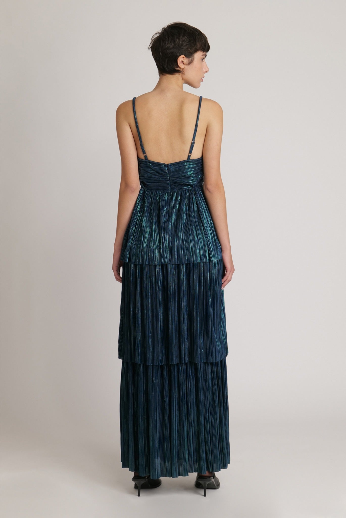 SABINA MUSAYEV - pleated_knit_w_foil_dark_ocean_fw_23_24