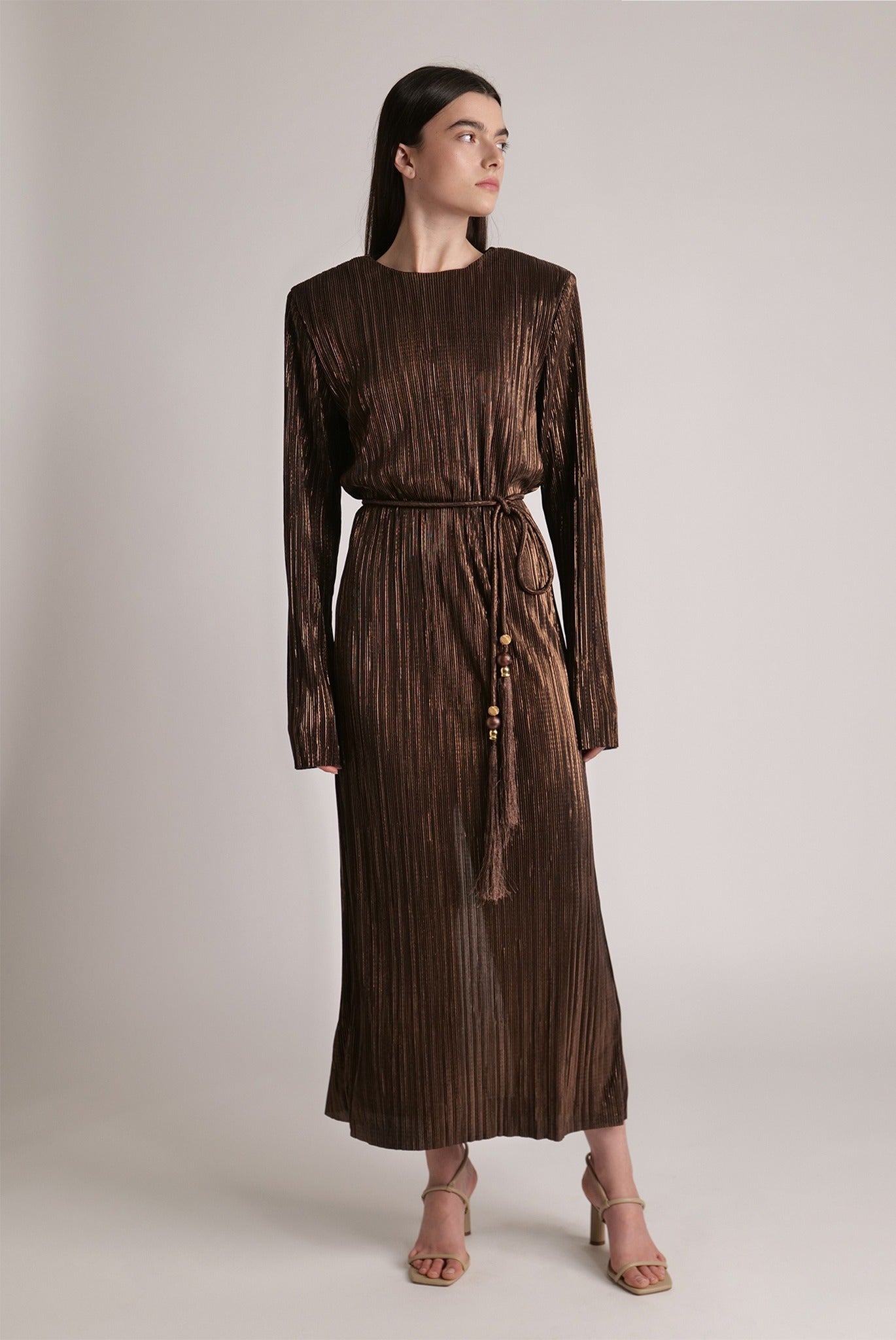 SABINA MUSAYEV - pleated_knit_w_foil_dark_brown_spring_24