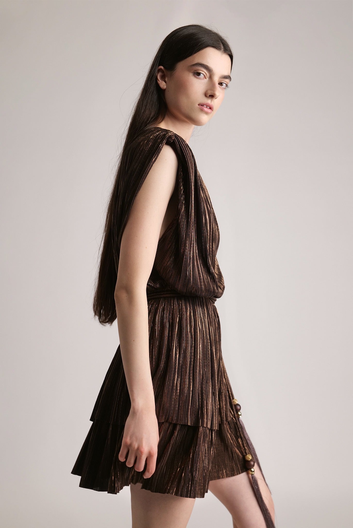 SABINA MUSAYEV - pleated_knit_w_foil_dark_brown_spring_24