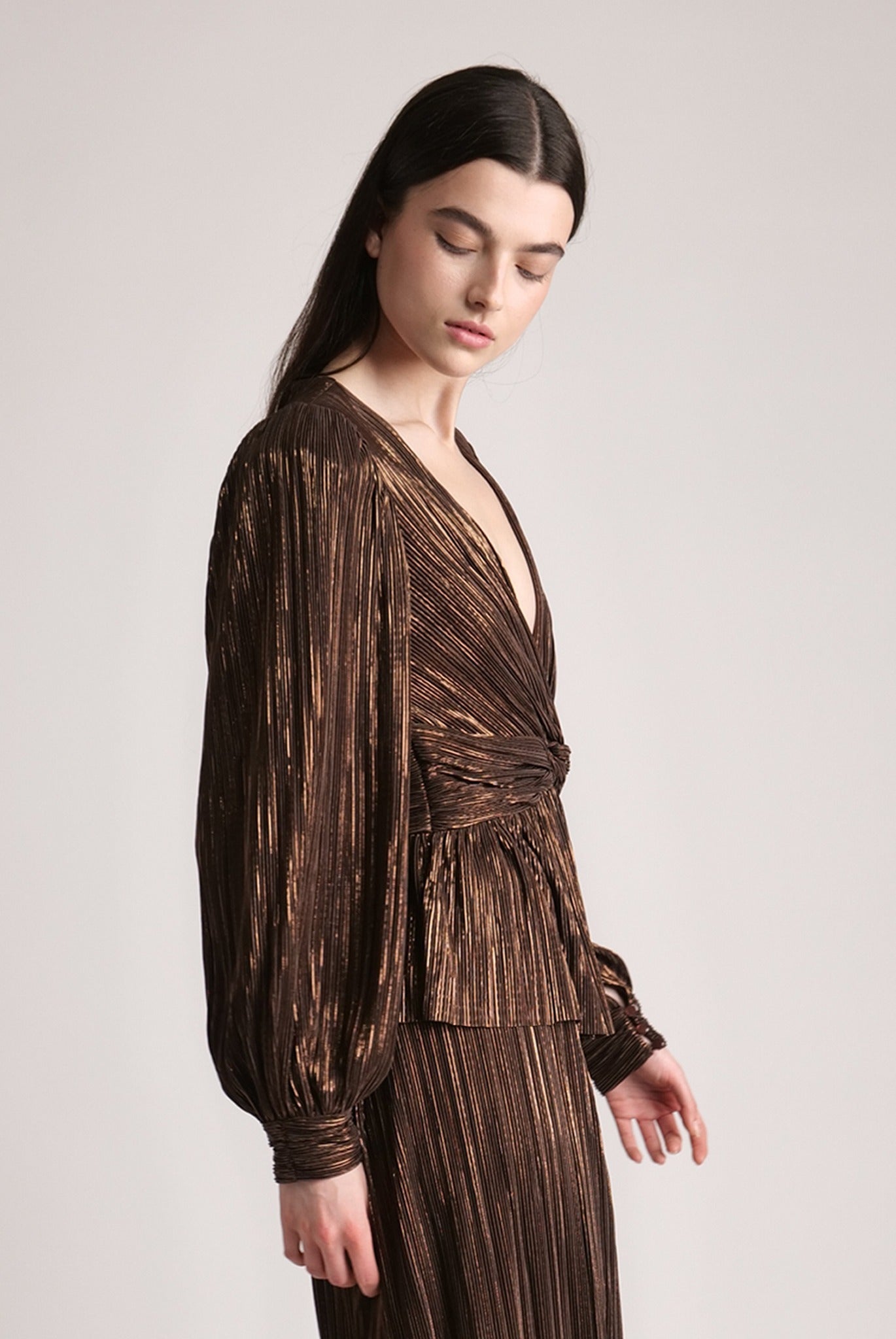 SABINA MUSAYEV - pleated_knit_w_foil_dark_brown_spring_24