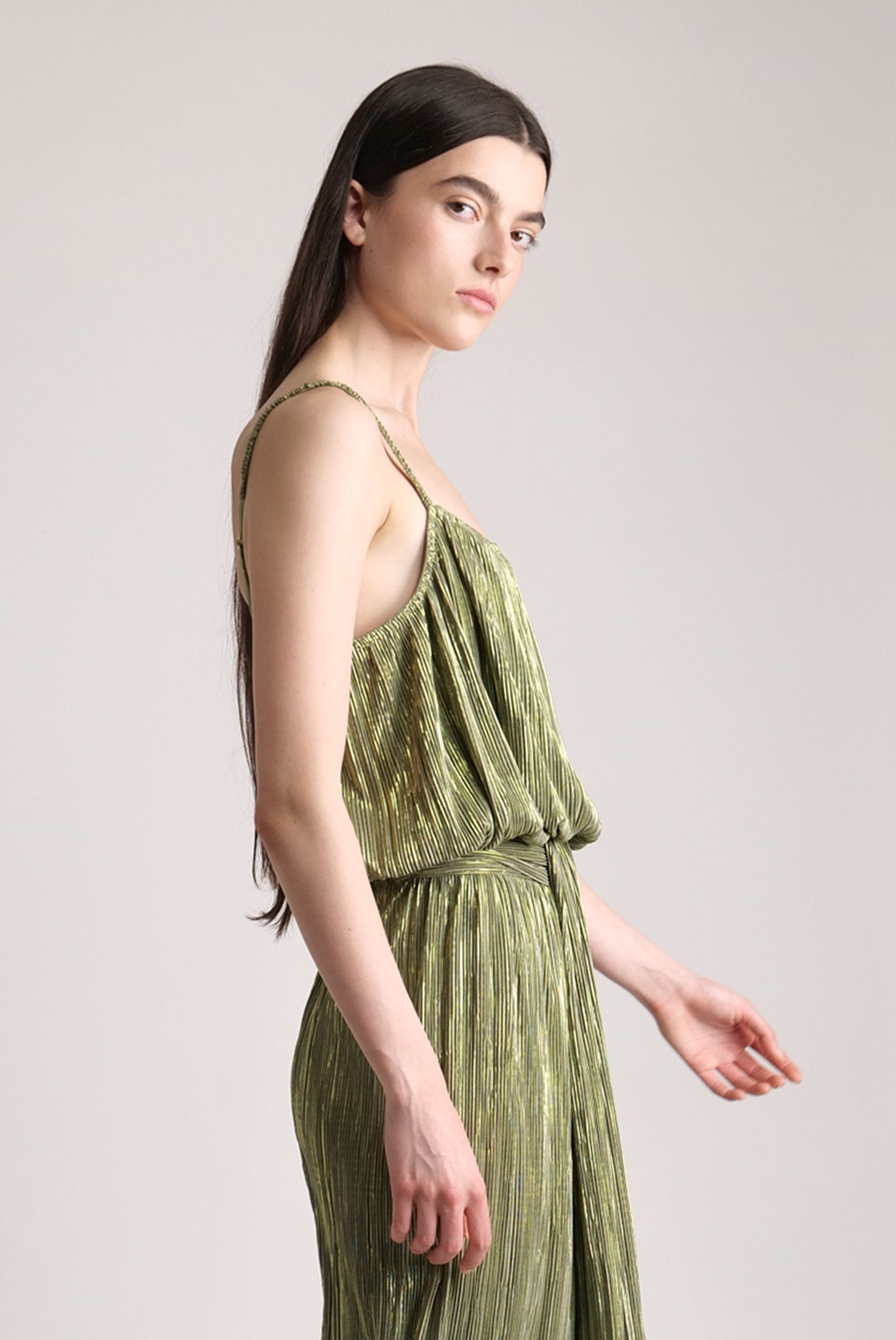 SABINA MUSAYEV - pleated_knit_w_foil_olive_green_spring_24