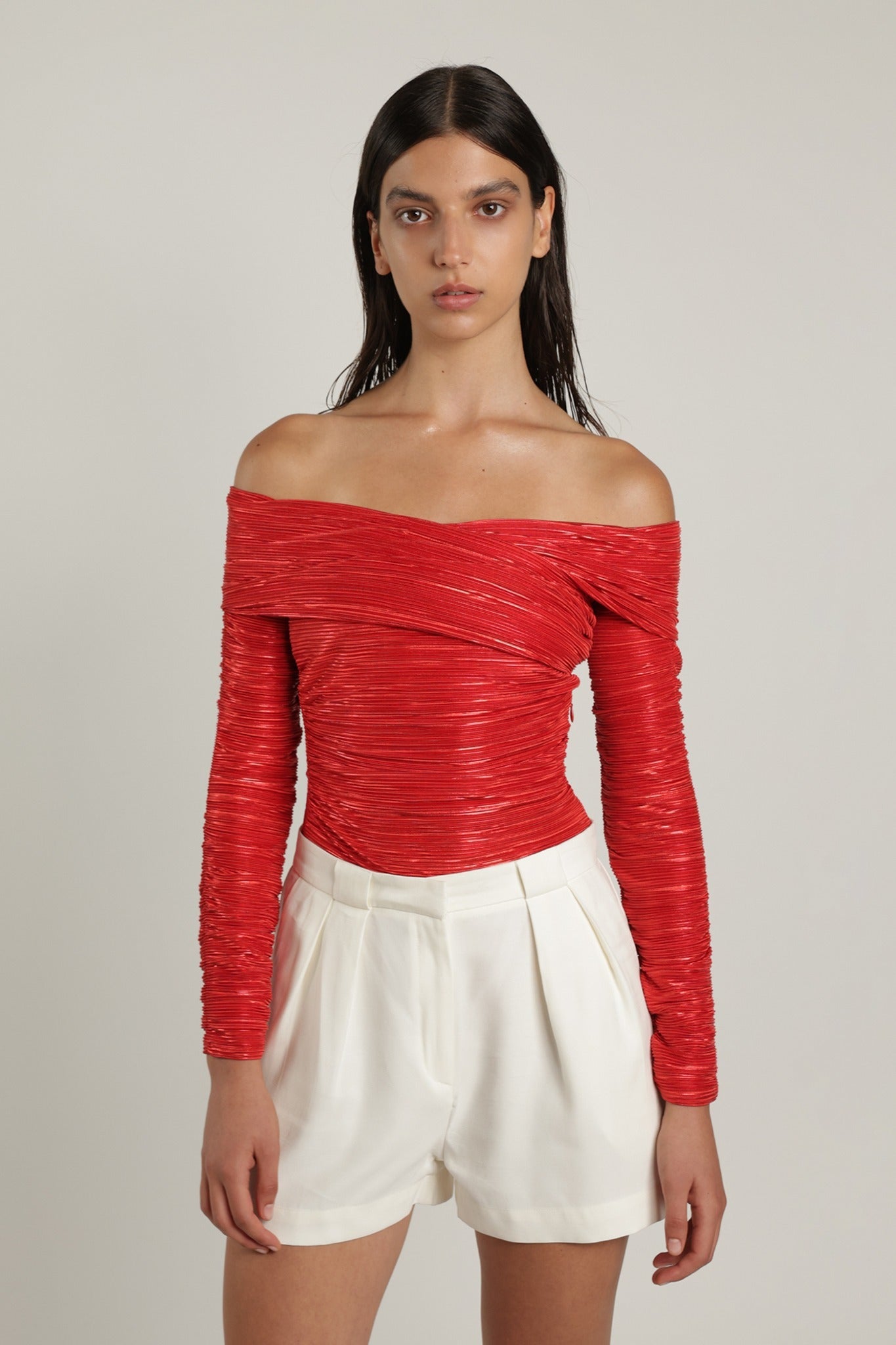 SABINA MUSAYEV - pleated_knit_w_foil_radiant_red_summer_24