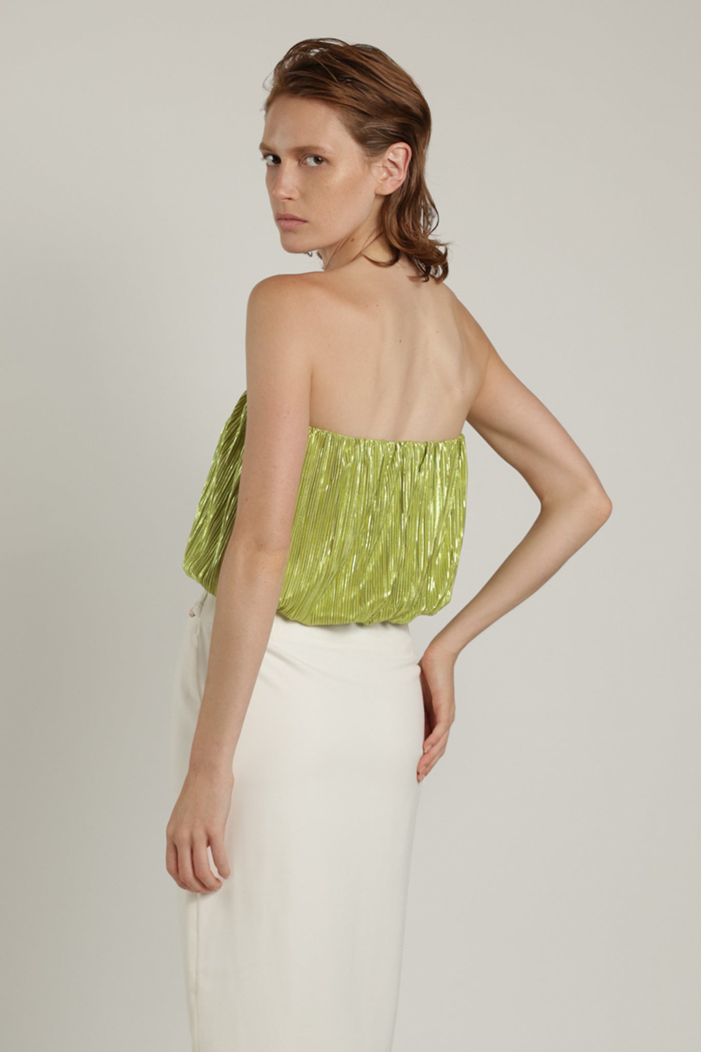 SABINA MUSAYEV - pleated_knit_w_foil_lime_green_summer_24