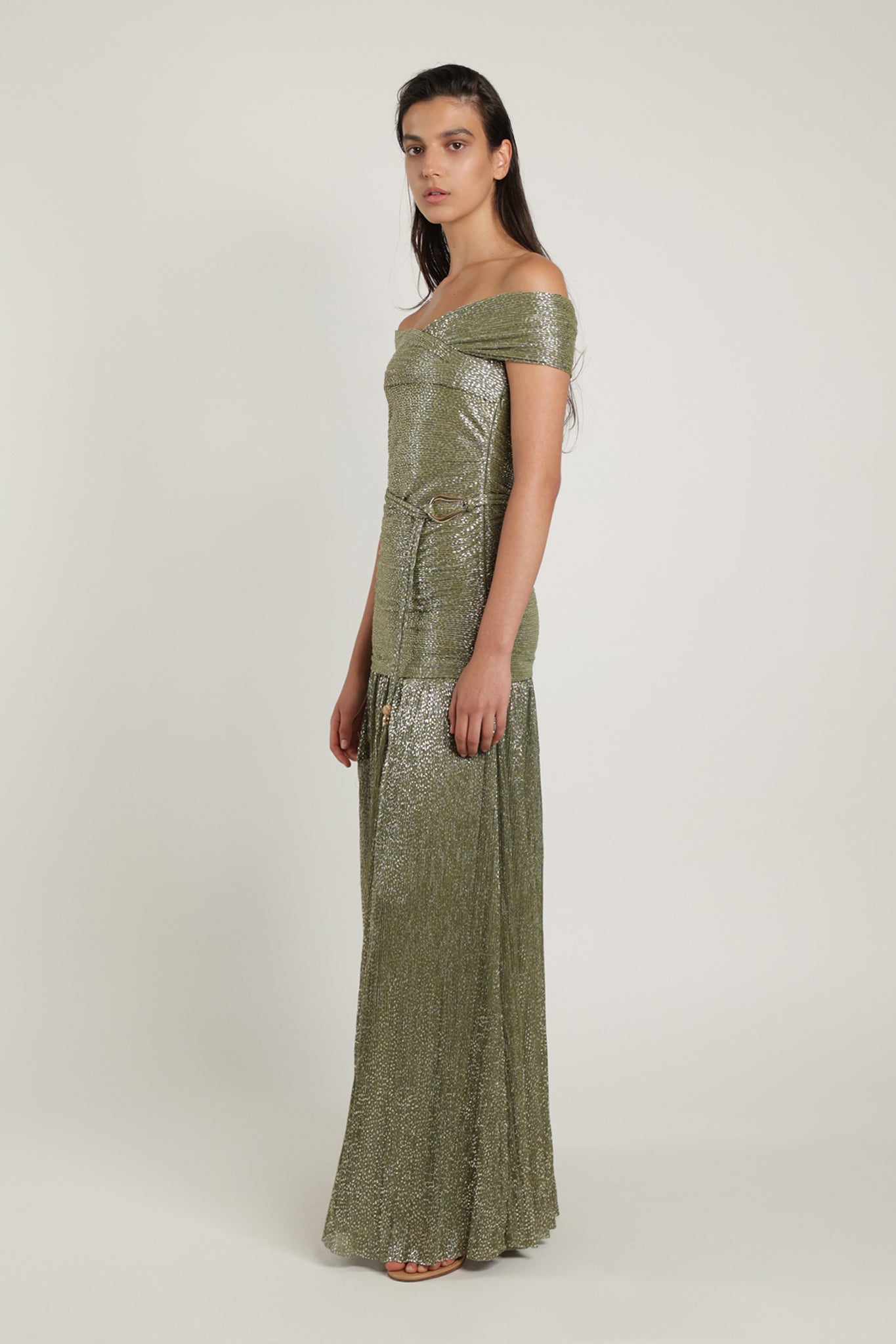 SABINA MUSAYEV - pleated_knit_w_speckled_foil_olive_green_summer_24