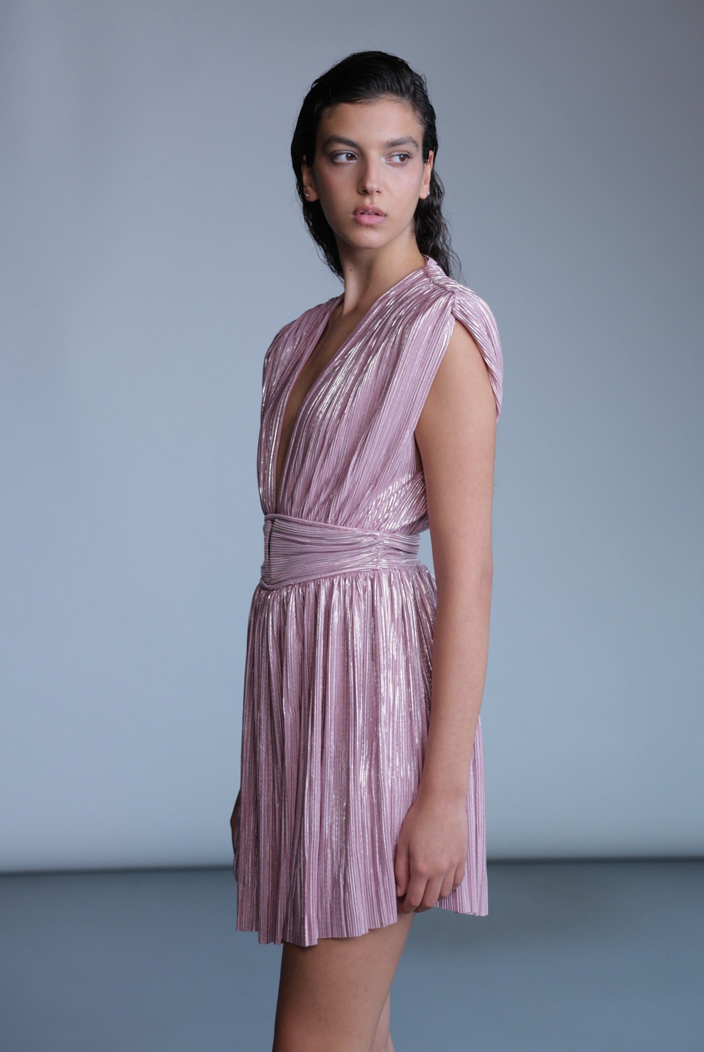 SABINA MUSAYEV - pleated_knit_w_foil_dusty_rose_pre_fall_24_25