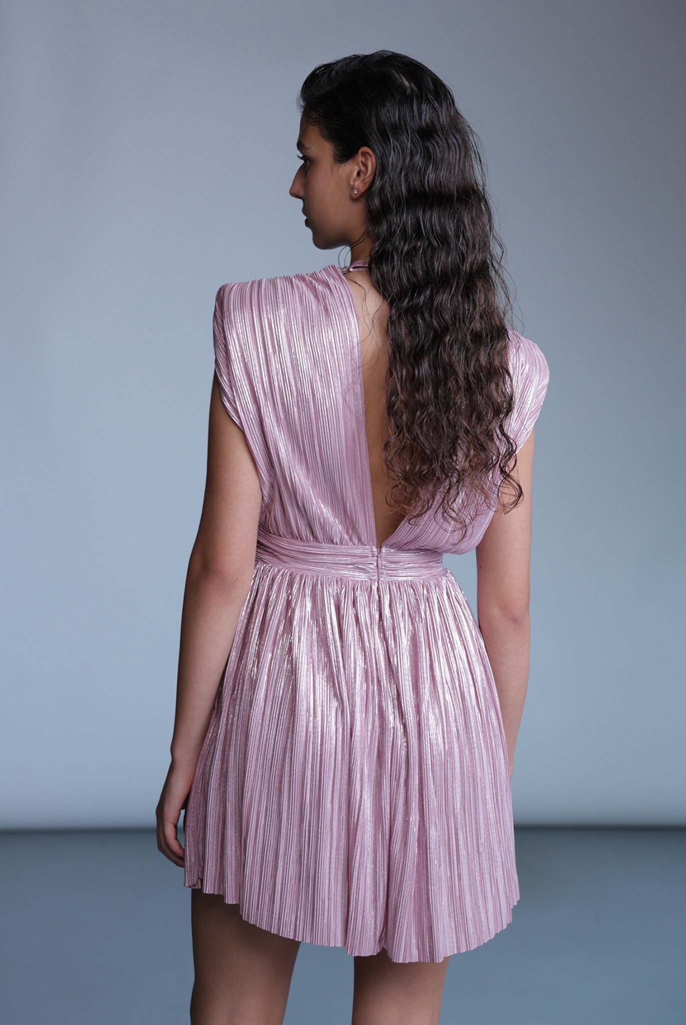 SABINA MUSAYEV - pleated_knit_w_foil_dusty_rose_pre_fall_24_25