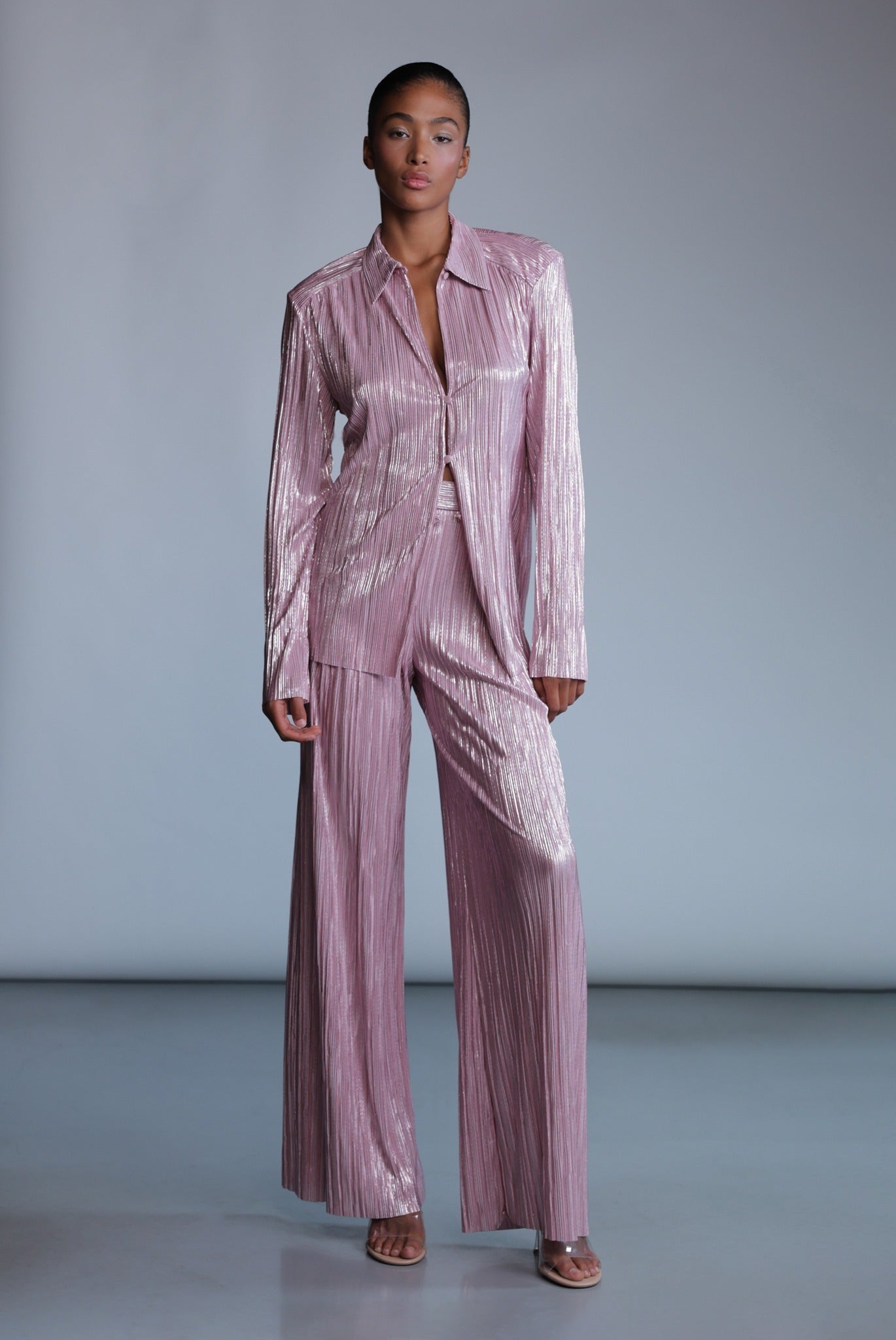 SABINA MUSAYEV - pleated_knit_w_foil_dusty_rose_pre_fall_24_25