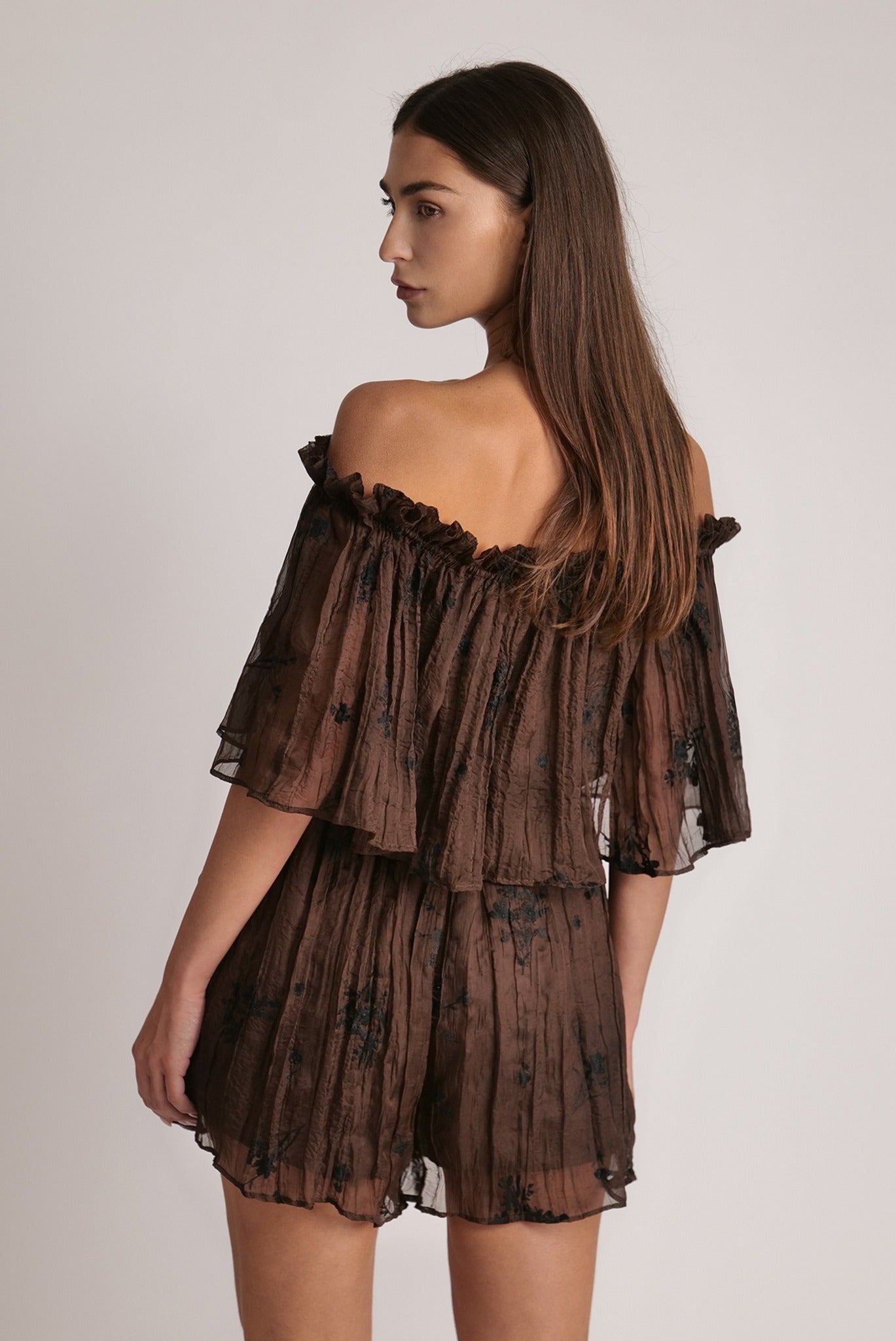 SABINA MUSAYEV - pleated_chiffon_w_embroidery_dark_brown_spring_24