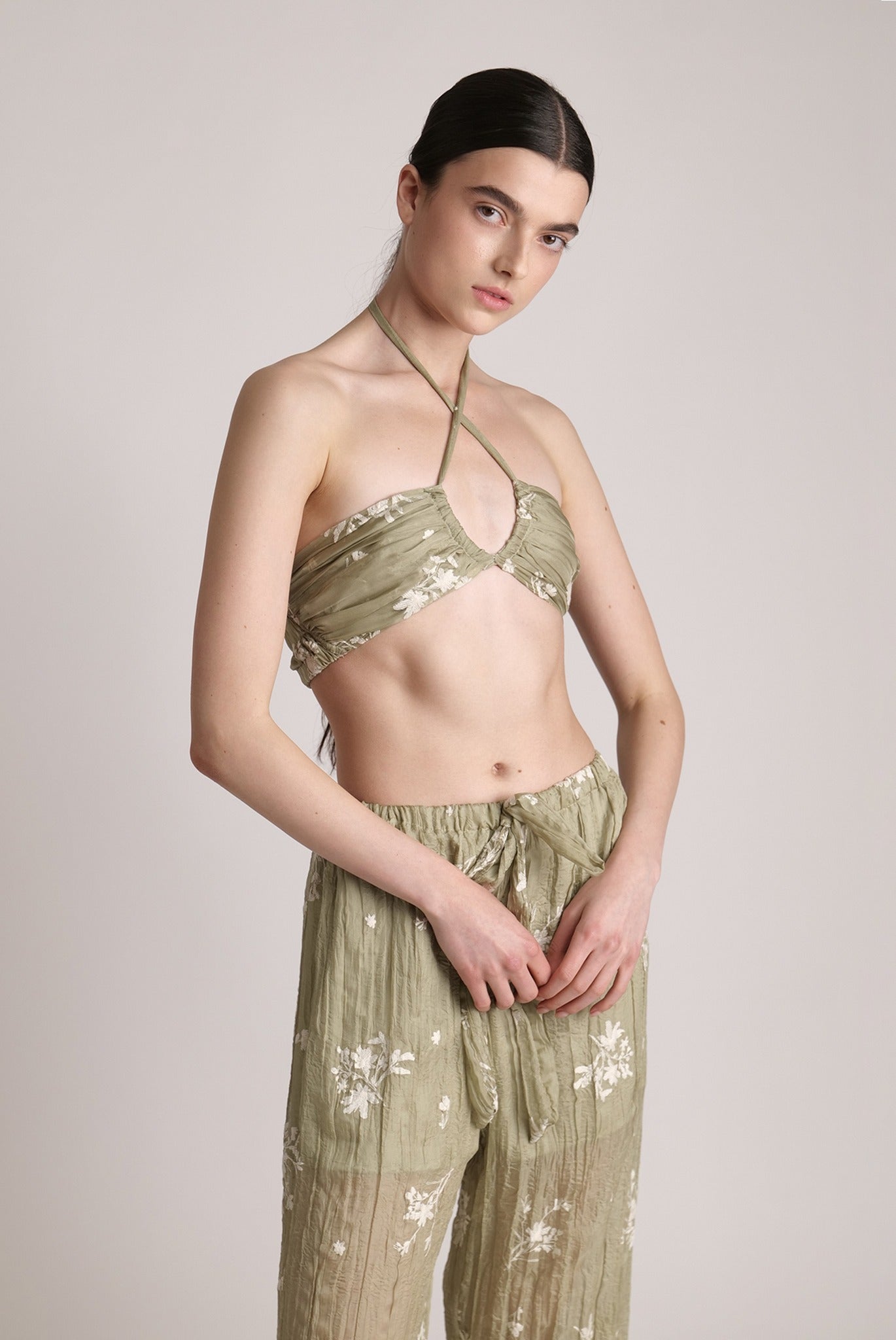 SABINA MUSAYEV - pleated_chiffon_w_embroidery_moss_green_spring_24